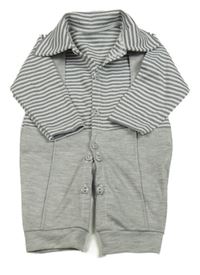 Sivý pruhovaný overal s golierikom