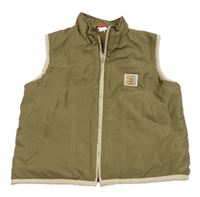 Hnedá šušťáková zateplená vesta s nášivkou