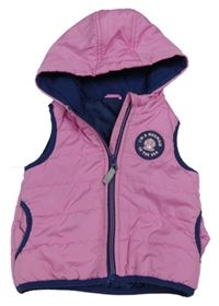 Ružová šušťáková zateplená vesta s nášivkou a kapucňou Impidimpi