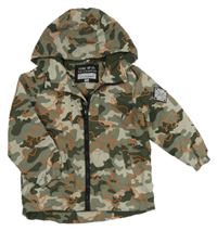 Khaki army šusťáková jarní bunda s kapucí F&F