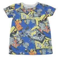 Modro-farebné vzorované tričko Urban