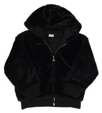 Černá kožešinová podšitá bunda s kapucí F&F