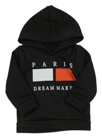 Čierna mikina s nápisom a kapucňou Shein