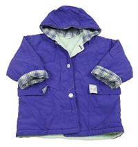 Fialová šušťáková lehce zateplená bunda s vreckami a kapucňou