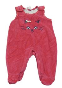 Tmavorůžové sametové dupačky s mačkou