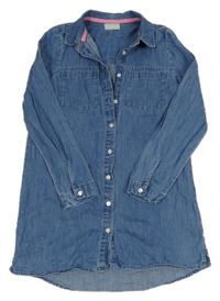 Modré prepínaci rifľové šaty s golierikom Matalan