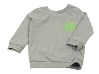 Sivá melírovaná ľahká mikina so zeleným nápisom Ergee