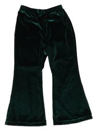 Smaragdové zamatové flare tepláky shein