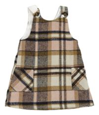 Ružovo-hnedo-smotanové vlnené na traké šaty dunnes