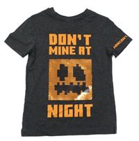 Tmavošedé tričko s Minecraft z flitrů George