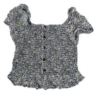 Čierno-farebný ľahký žabičkovaný crop top Primark