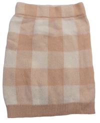 Starorůžovo-pudrová kockovaná pletená sukňa zn. Primark