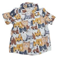 Smetanovo-farebná košeľa s mačkami Shein