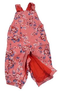 Lososové kvetované plátenné na traké nohavice M&S