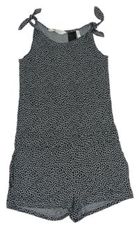 Sivo-čierny bodkovaná ý ľahký kraťasový overal H&M