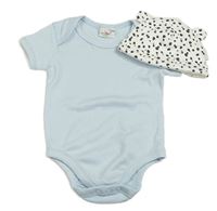 2set - Světlemodré body + bílo-černá puntíkatá čepička