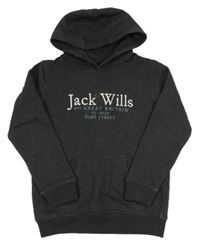Tmavošedá mikina s nápisem a kapucí Jack Wills