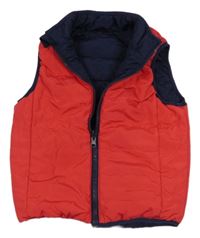 Červeno-tmavomodrá obojstranná zateplená vesta