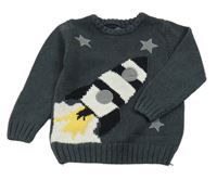 Tmavošedý svetr s raketou Next