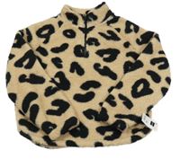 Nové - Béžovo-černá huňatá mikina s leopardím vzorem Dunnes Stores