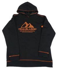 Čierno-oranžová mikina s potlačou a nápismi a kapucňou Primark