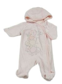 Světlerůžová sametová kombinéza s kočičkami a kapucí 