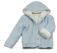 Svetlomodrý vzorovaný prepínaci zateplený sveter s kapucňou Nutmeg