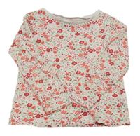 Bielo-ružovo-červeno-zelené kvetované tričko George