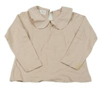 Svetloružové tričko s golierikom Zara