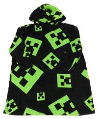 Černo-zelená plyšová oversize mikina s kapucí - Minecraft