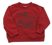 Vínová fleecová mikina s lietadlom  Carter's