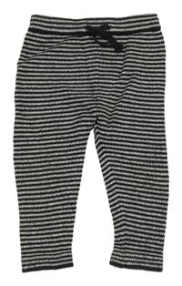 Tmavošedo-biele pruhované úpletové tepláky F&F