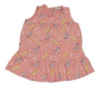 Ružové kvetované šaty so zvieratkami