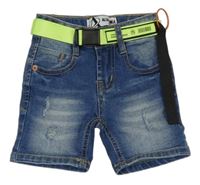 Modré riflové kraťasy s páskem 