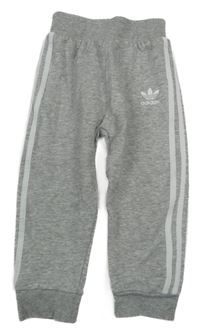 Šedo-bílé tepláky s pruhy a logem Adidas