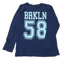 Tmavomodrá mikina s číslom a nápismi H&M