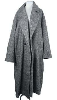 Dámsky čierno-sivý melírovaný vlnený kabát Primark