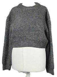 Dámský stříbrný melírovaný crop svetr Primark 