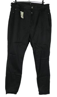 Nové - Dámské černé potažené kalhoty s vysokým pasem River Island 