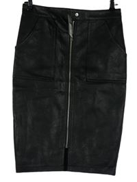 Nové - Dámská černá koženková pouzdrová propínací sukně Primark 