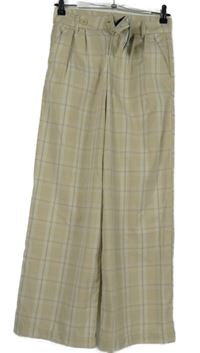 Nové - Dámské béžové kostkované volné kalhoty H&M vel. 32