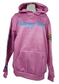 Pánská růžová mikina s potiskem a kapucí 