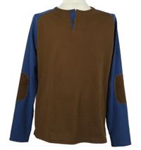 Pánské hnědo-modré vzorované triko s knoflíčky 