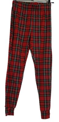 Dámske červené kockované pyžamové nohavice Peacocks