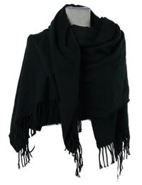 Dámska čierna šál s strapcemi