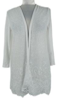 Dámský bílý úpletový cardigán s krajkou 