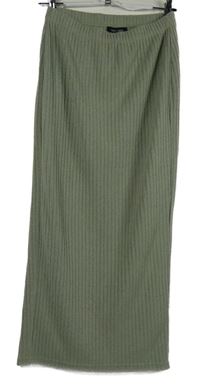 Dámska svetlozelená rebrovaná pletená midi sukňa New Look