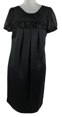 Dámske čierne koktejlové šaty s šifónovými rukávy s korálkami M&S