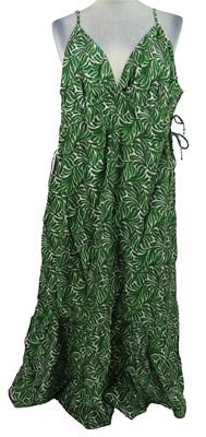 Nové - Dámské zeleno-bílé vzorované midi šaty H&M