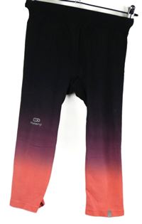 Dámské černo-vínovo-růžové sportovní funkční capri legíny Kalenji